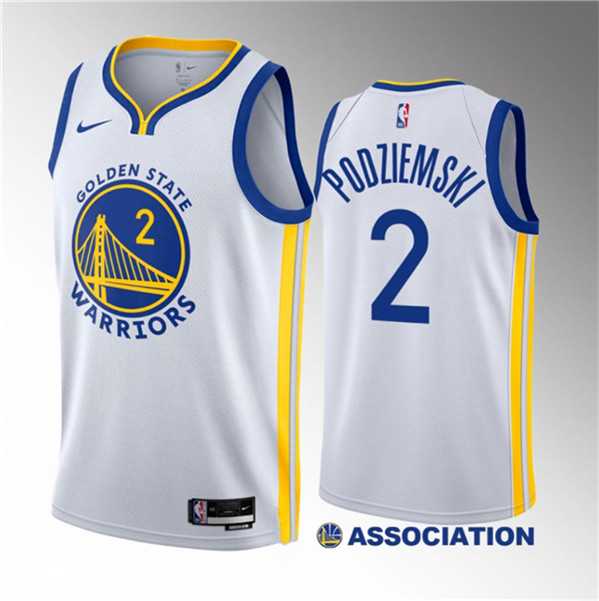 Men%27s Golden State Warriors #2 Brandin Podziemski White 2023 Draft Association Edition Swingman Stitched Basketball Jersey Dzhi